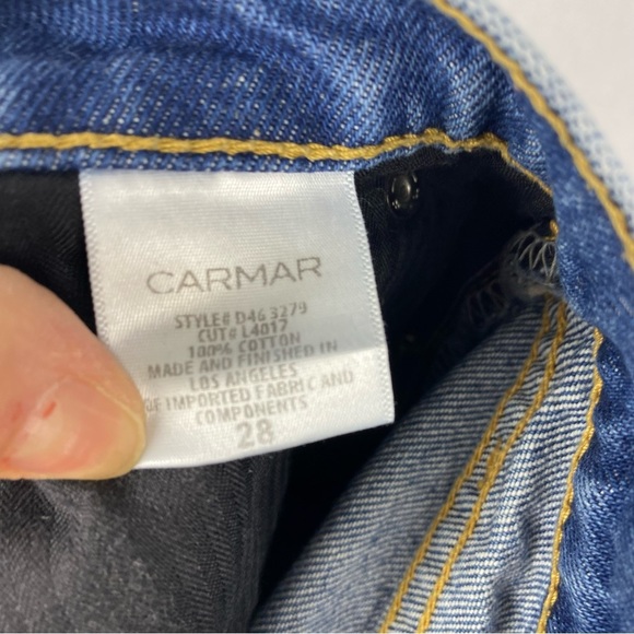 Carmar Button Fly Distressed Jeans Raw Hem Womens Size 28 High Rise Straight - Picture 8 of 9